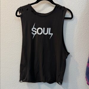 SoulCycle Distressed Black Muscle Tee